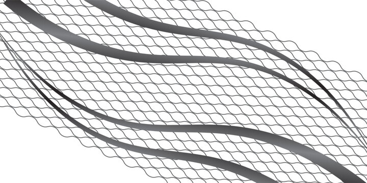 Abstract monochrome background with grey wavy lines and fish scale pattern texture on white backdrop.