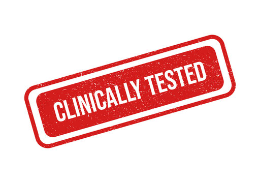 Red clinically tested stamp badge isolated on transparent background