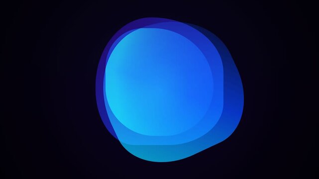 Blue abstract organic shapes morphing on black background