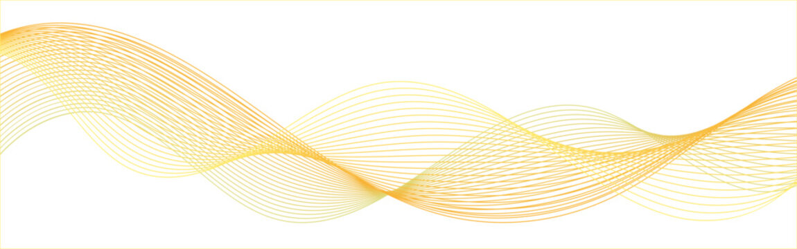 Golden Abstract Wave Line Background with Elegant Flowing Curved Stripes. Luxury Gold Wave Lines on White Background with Minimal Modern Flow Design.