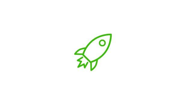 space rocket animated outline icon with alpha channel. space rocket 4k video animation for web, mobile and ui design