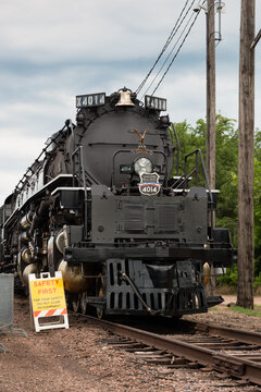 Omaha, NE - 5/30/26: Front of Big Boy locomotive parked at static display