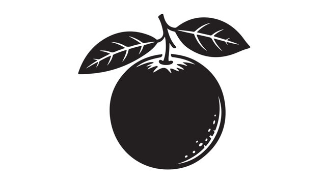 Mango Silhouette Vector Tropical Fruit Black Icon with Leaves for Exotic Food Branding and Packaging