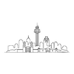 Fototapeta premium San Antonio Skyline Silhouette - Famous Tower and Historic Buildings