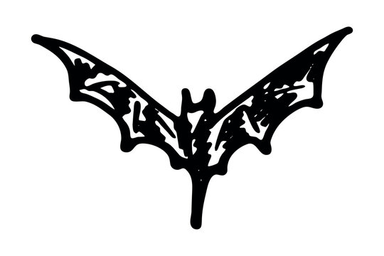 Hand drawn cute flying bat doodle Bat silhouette illustration Happy Halloween day For decoration, print, stickers, greeting card, design, kids books