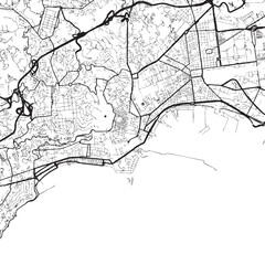 Obraz premium Napoli Centro in Italy illustration of a city map with roads and buildings near coastline