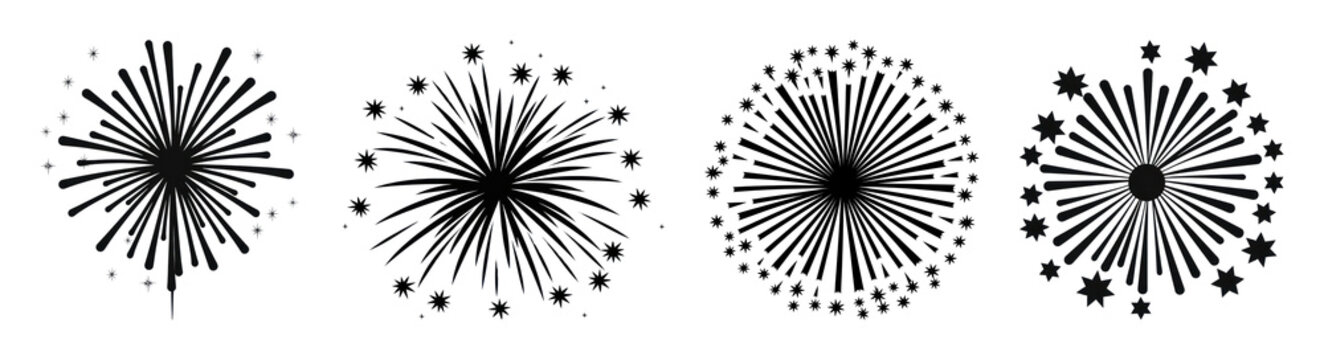 PNG Abstract black firework bursts on transparent background