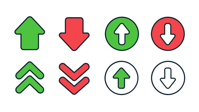 Increase and decrease arrow icon set in editable outline style