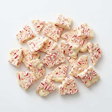 Pieces of delicious chocolate bark with colorful candy sprinkles and sweet treats