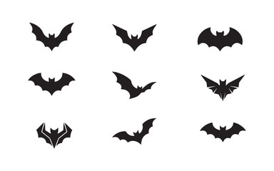 Fototapeta premium Set of black bat silhouettes for Halloween design