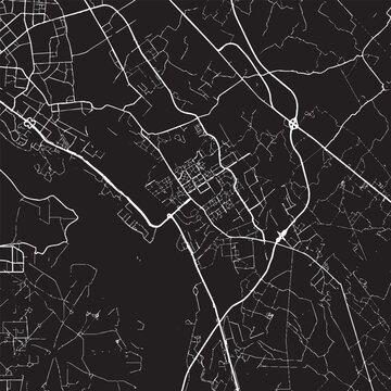 Greater Noida in the Republic of India  illustration of streets and roads on a black background map