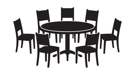 Fototapeta premium Round table and chairs arrangement black silhouette