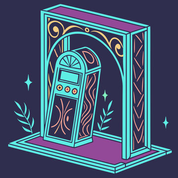 Retro arcade jukebox slot machine illustration with entertainment decoration illustration