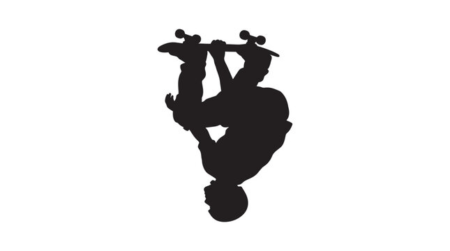 Skateboarder Performing Trick Inverted Silhouette skater skateboarding