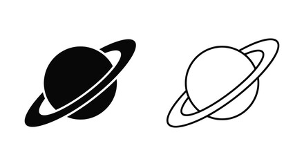 Planet with rings black and white outline silhouette © Rabbi