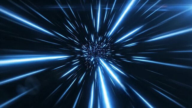 Blue hyperdrive motion blur through space.