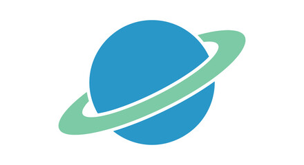 Planet With Ring System Flat Color Silhouette © Rabbi