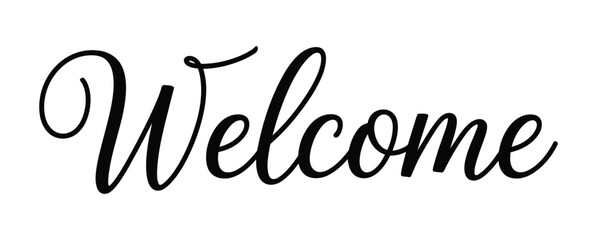 Continuous welcome line art typography, one line calligraphy lettering with elegant handwritten script, minimalist greeting design isolated on white background. © Gary D. Marlow