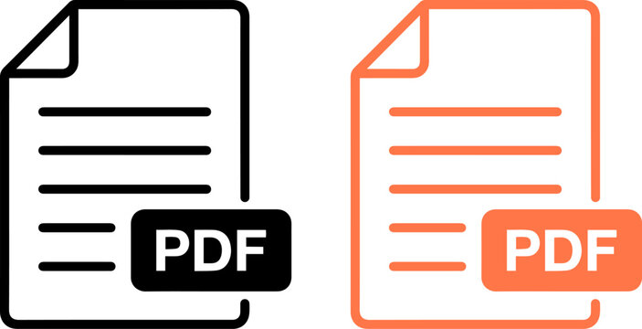 Digital document conversion from paper to PDF file format icon illustration