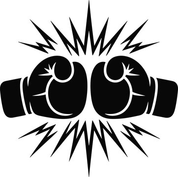 Black Boxing Gloves with Explosive Burst Icon fight