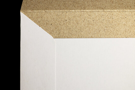 Close up shot of the front of a white card stock envelope