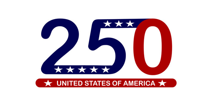 USA 250th anniversary patriotic star graphic, AMerican Independence day text design