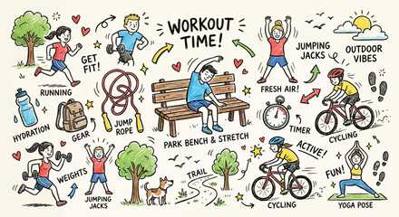 Fototapeta premium Healthy Lifestyle: Diverse Fitness Activities and Outdoor Sports