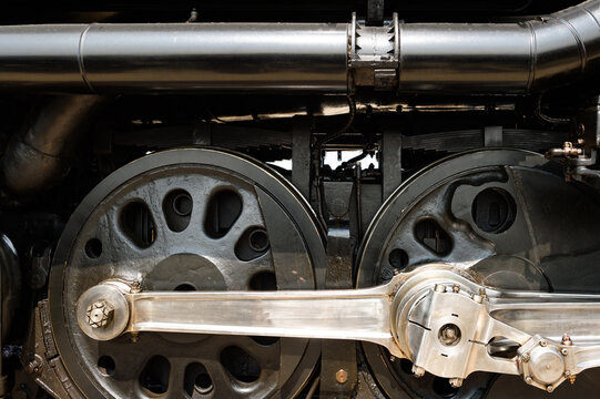 Side of Vintage Steam Locomotive Wheels and Drive