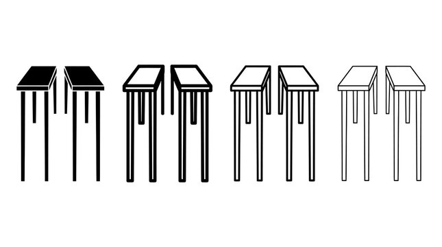 Modern minimalist table designs across three styles: solid, outline, and linear