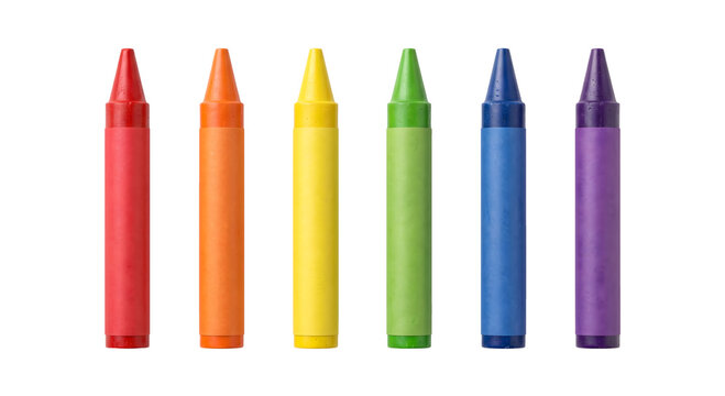 Realistic Set of Colorful Wax Crayons Isolated on Transparent Background for School, Education, Drawing, Coloring and Creative Design
