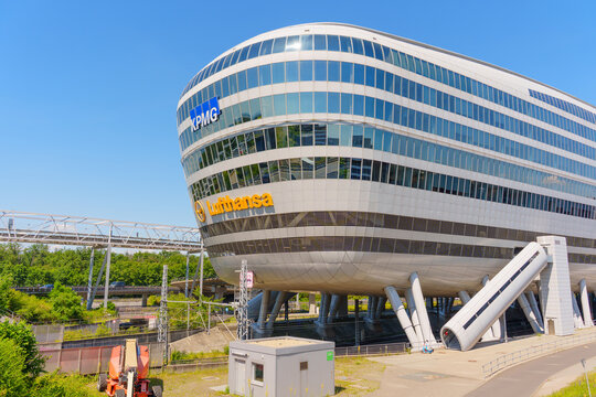 Frankfurt, Germany - June 18, 2026: Modern Architecture of The Squaire Building at Frankfurt Airport Germany