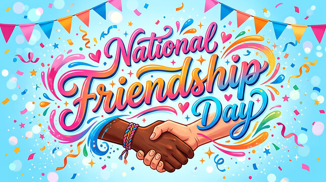 National Friendship Day Celebration Background with Shaking Hands