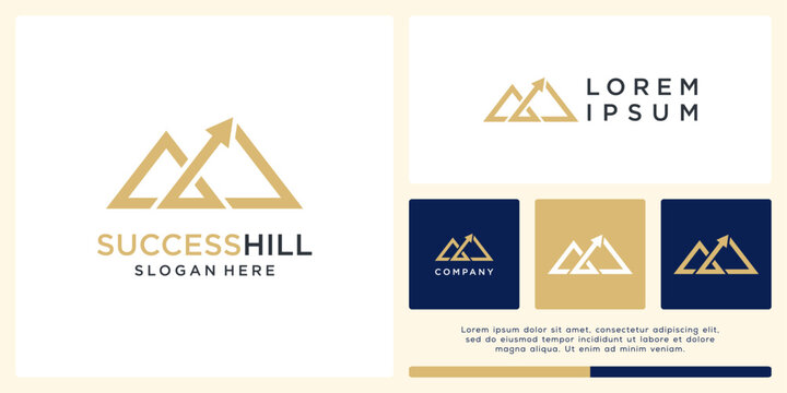 Success hill logo design with arrow
