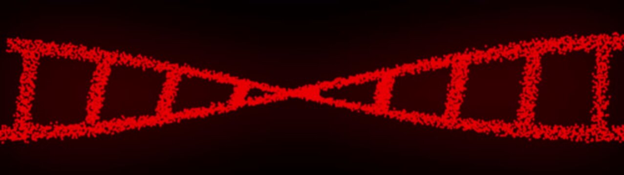 Futuristic DNA Network: Abstract Blue Background with Plexus, Geometry, Neon DNA structure .molecule rotating on red background. Glowing neon DNA icon isolated .Double helix structure . molecule anima