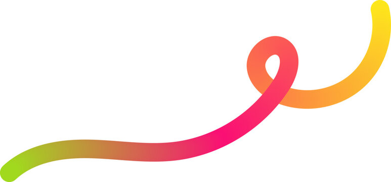 Abstract gradient ribbon loop with smooth flowing wave shape in green, pink, orange and yellow, ideal for branding, banners, posters and digital design