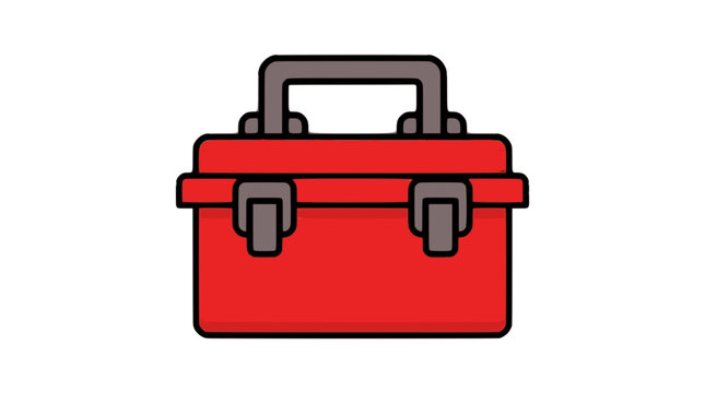 Red Toolbox flat vector illustration cute cartoon icon design