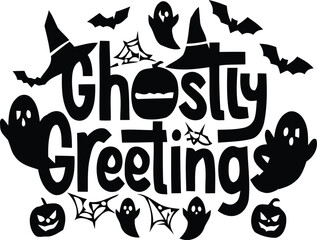 Halloween vector graphic with spooky ghostly greetings design © Tina