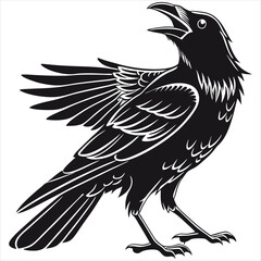 Obraz premium silhouette crow image on white background 