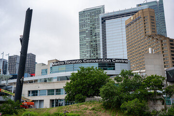 Obraz premium View of the Metro Toronto Convention Centre building. Toronto, Canada - June 25, 2026.