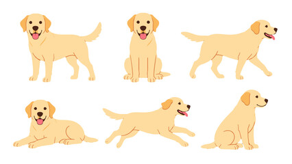 Fototapeta premium Labrador retriever dog cartoon set in different poses