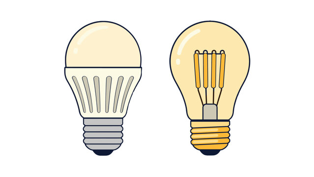 LED and filament light bulb vector illustration set