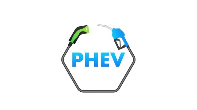 Plug in hybrid electric vehicle PHEV animated icon