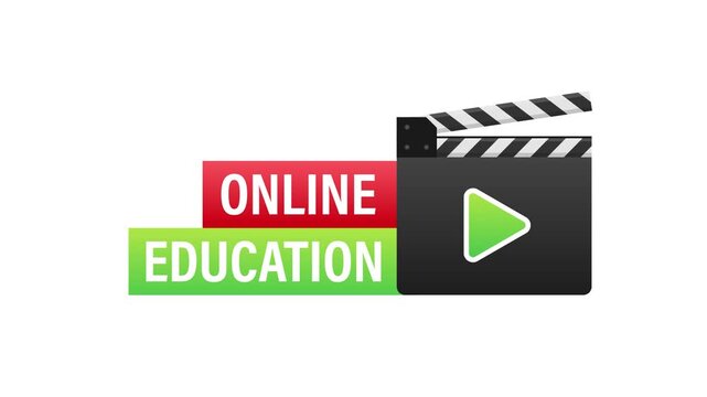 Online education animated logo with clapperboard