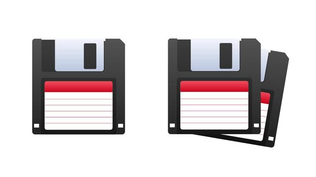Floppy disk storage rotating animation concept