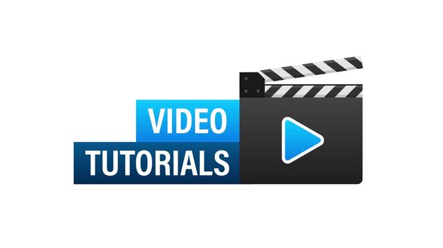 Animated video tutorials play button icon concept