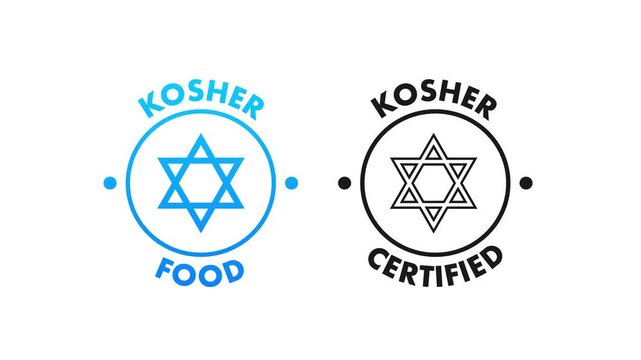 Kosher certified food logo animation on white background