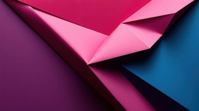 Geometric Origami Folds with Burgundy and Deep Blue Hues in Elegant Composition