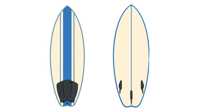 Classic surfboard vector with front and back views