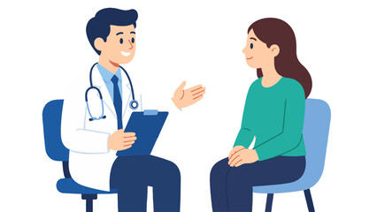 Fototapeta premium Doctor consulting with patient in clinic vector illustration