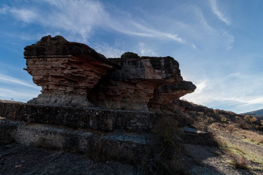 Unusual rock formation showing natural erosion in landscape
